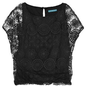 Alice + Olivia black lace blouse